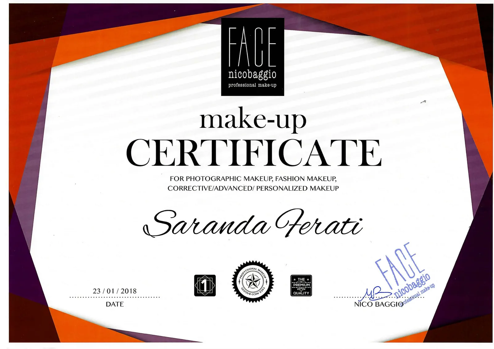 Make up Certificate